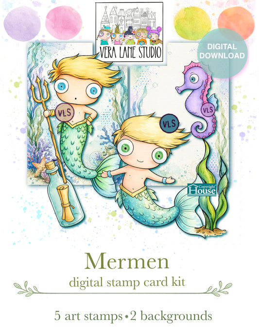 Mermen- digital card and scrap Kit