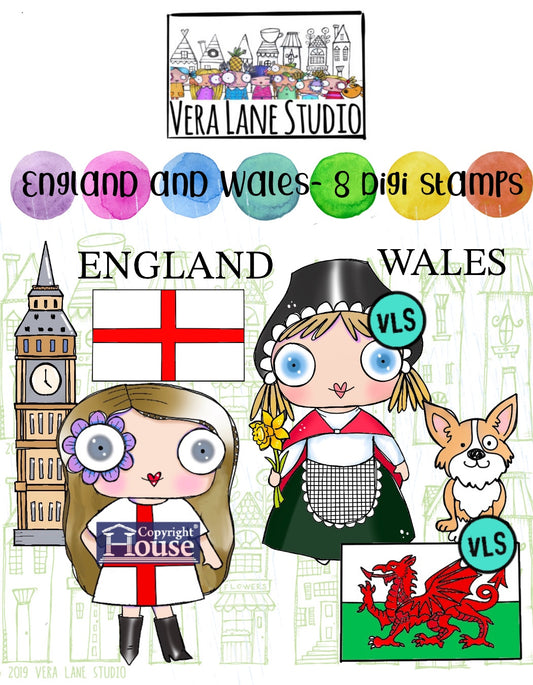 England and Wales - 8 Digi stamp bundle in jog and one files