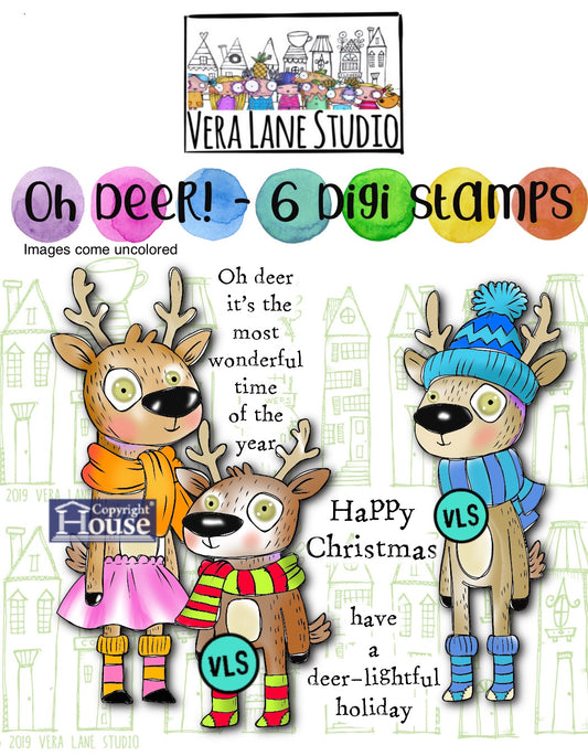 Oh Deer - 6 Digi stamps in jpg and png files