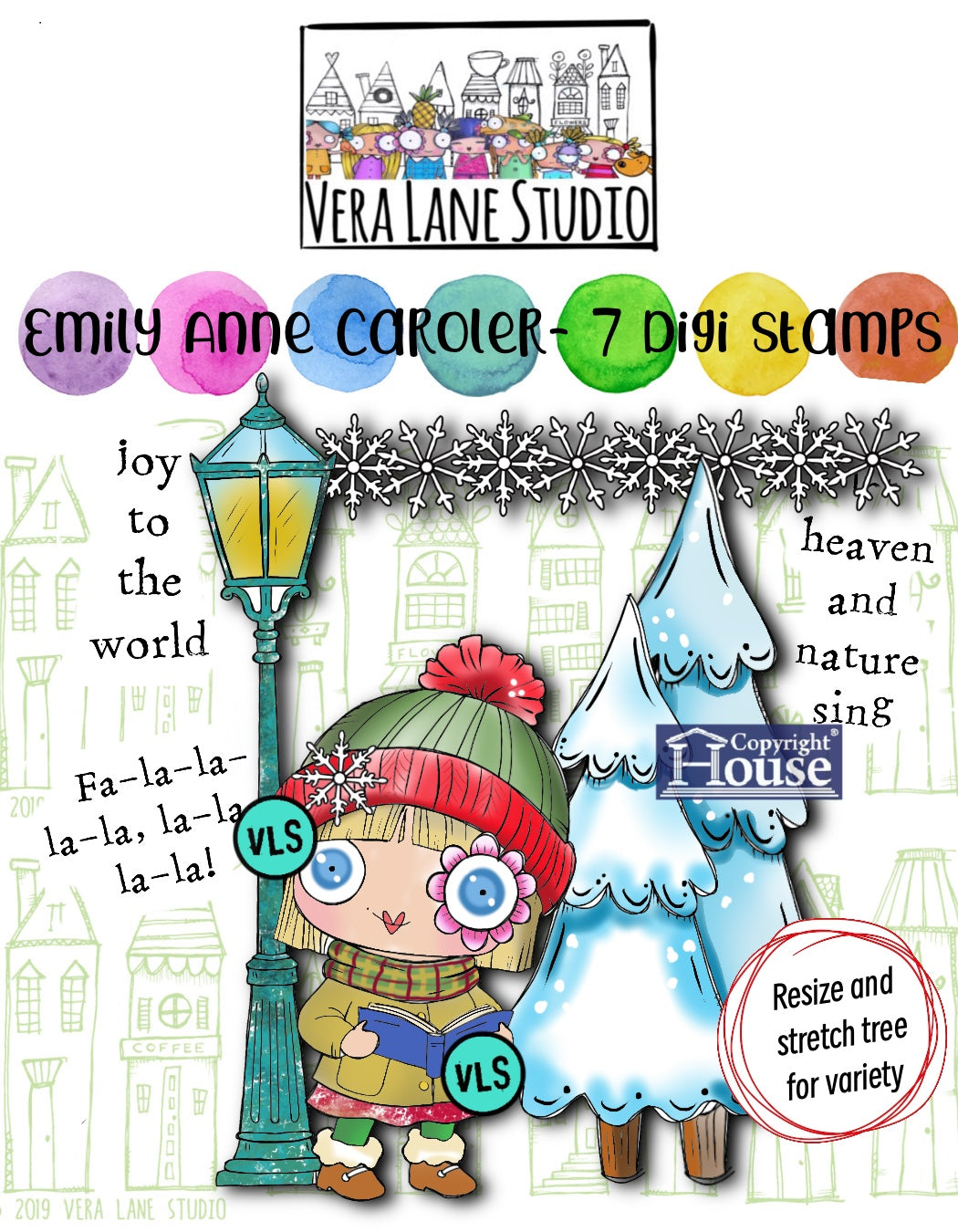 Emily Anne Caroler - 7 Digi stamps in jpg and png files