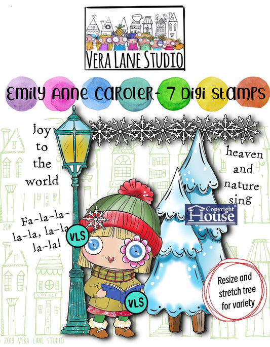 Emily Anne Caroler - 7 Digi stamps in jpg and png files