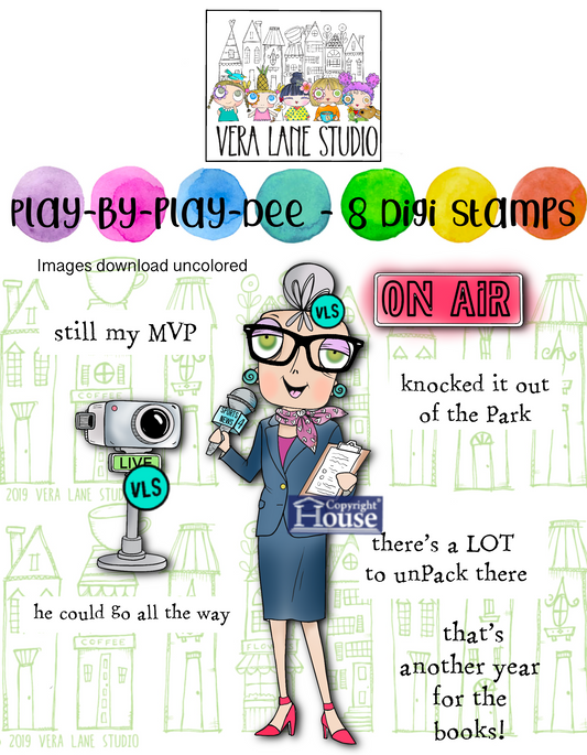 Play-by-Play Dee – 8 Digital Stamps | Sports Commentator and Bold Sayings