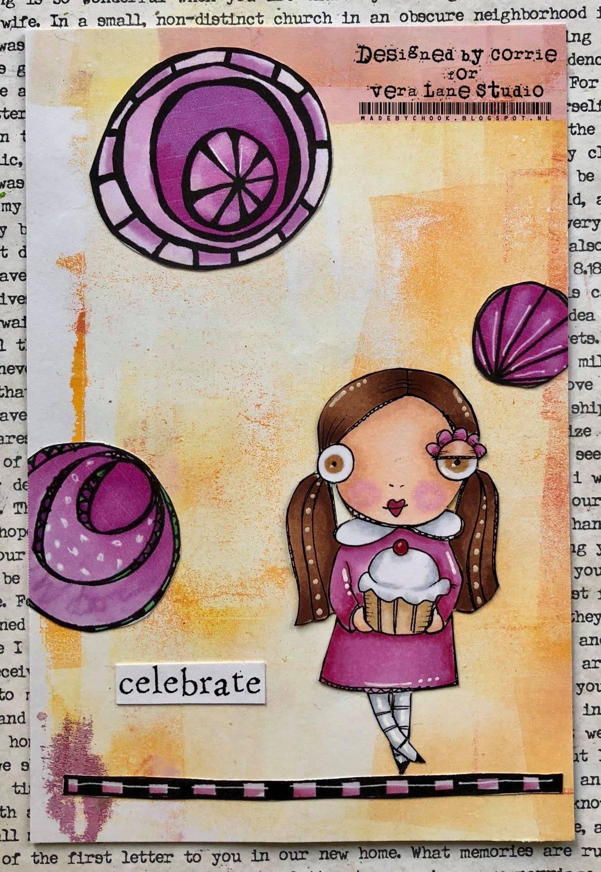 Circles and Stems Collage Sheet -- 27 images colored on PDF sheet for instant download