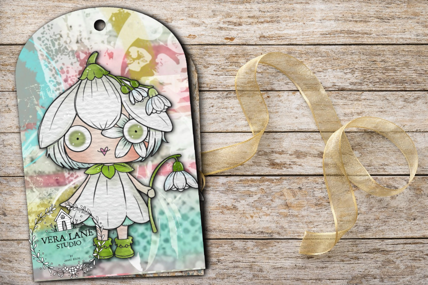 SNOWDROP — Digital Stamp Card Kit bundle  (7 images + 4 backgrounds)