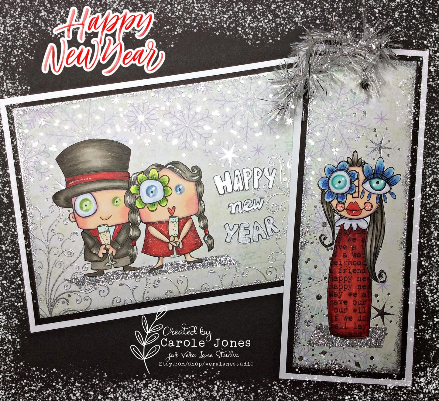 New Years Day- 7 Digi stamp bundle in jpg and png files