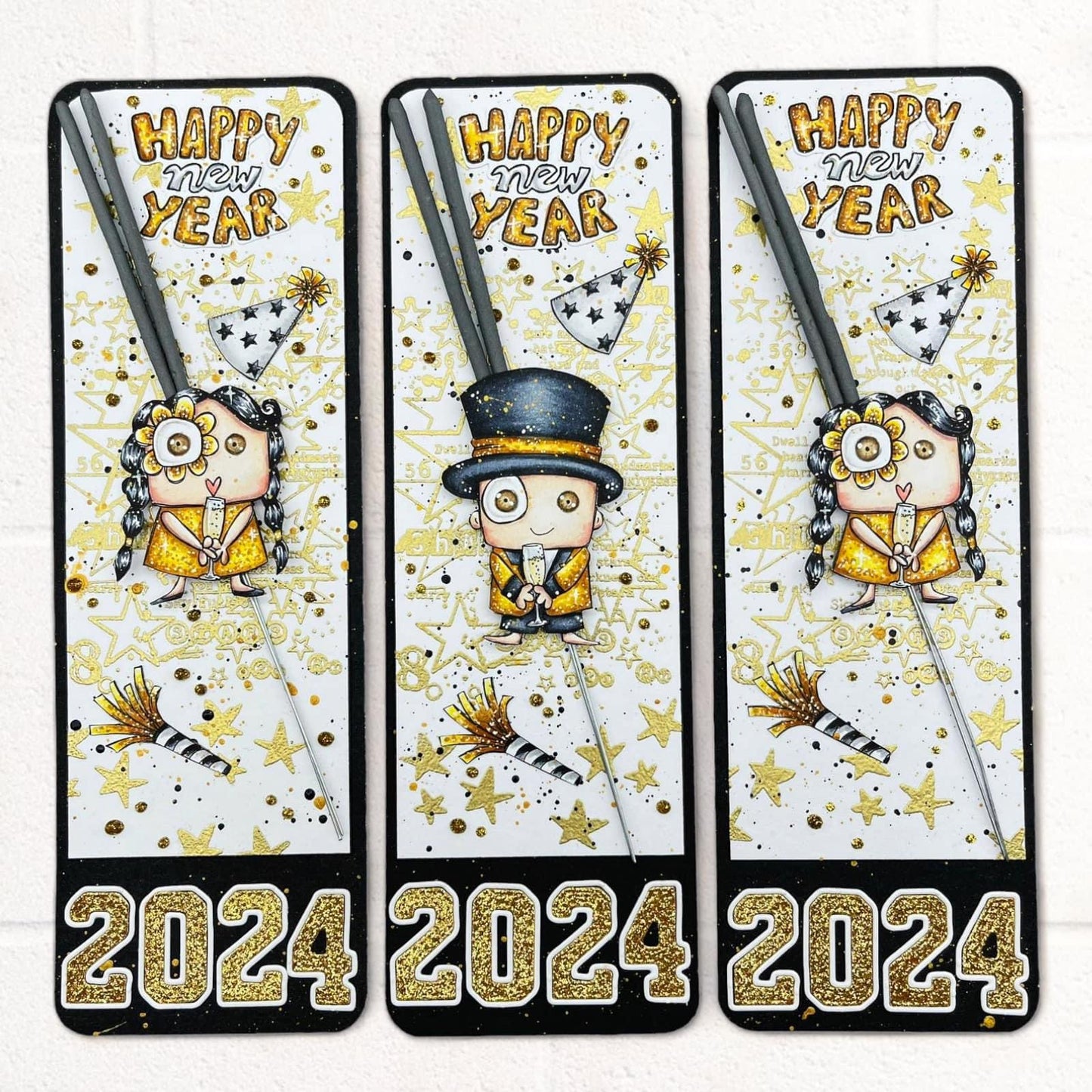 New Years Day- 7 Digi stamp bundle in jpg and png files