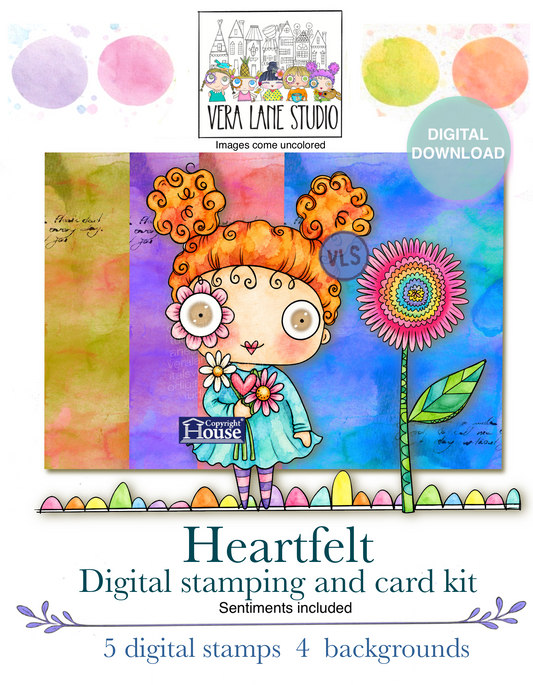 Heartfelt - 9 digital files. Four colored backgrounds five stamps.