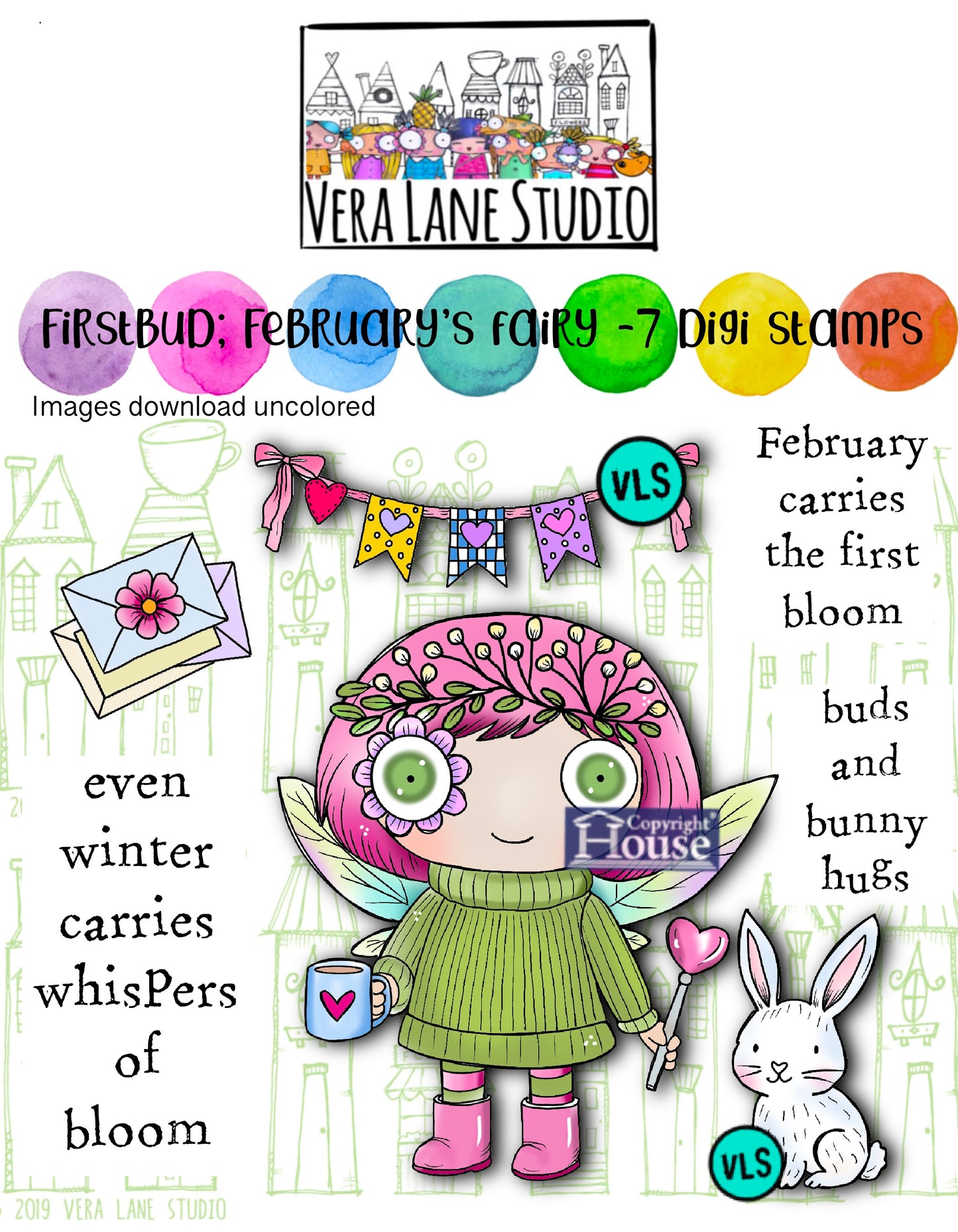 Firstbud; February’s Fairy - 7 Digi stamps in jpg and png files