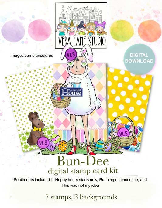 Bun-Dee -Easter Bunny Stamp Set, Funny Spring Card Kit, Snarky Digital Download