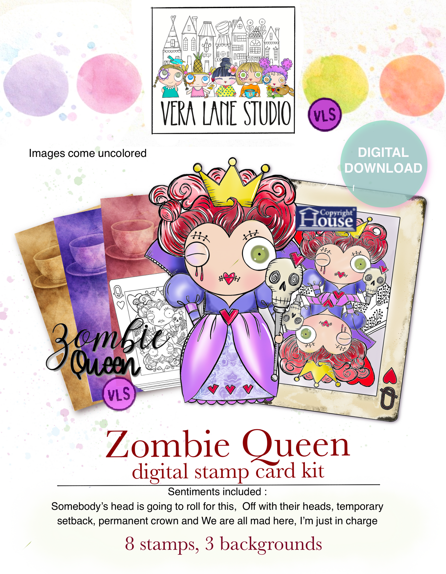 Zombie Queen - 6 Digi stamps in jpg and png files