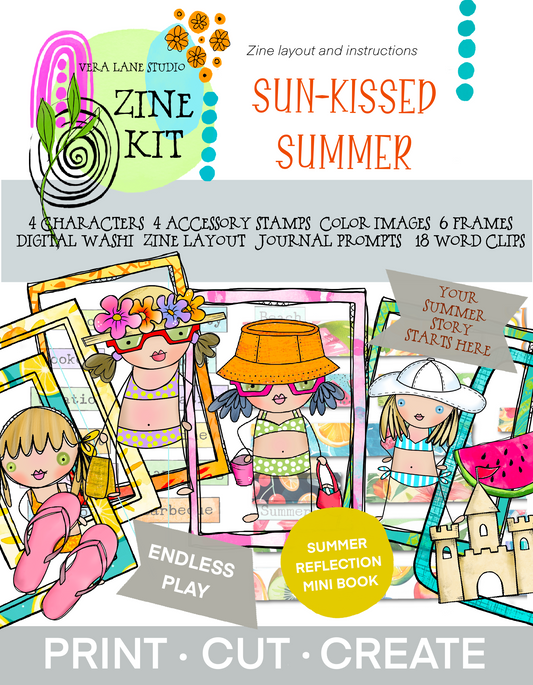Sun-Kissed Summer Zine Kit - a digital craft kit with endless play!
