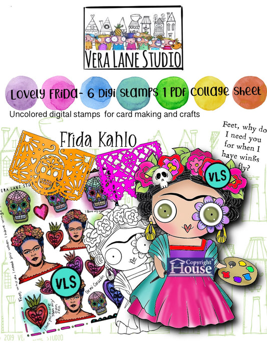 Lovely Frida - 6 Digi stamps and 1 pdf collage sheet