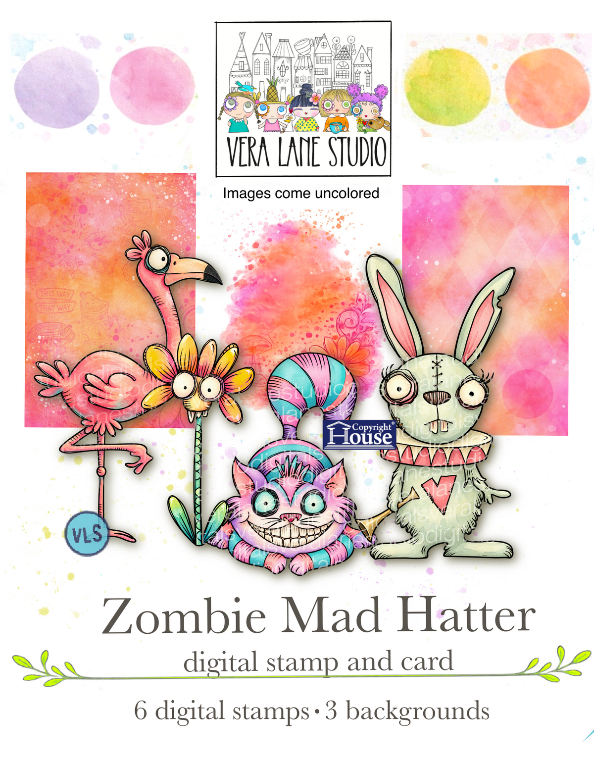 Zombies of Wonderland - digital stamp and card kit with digital papers