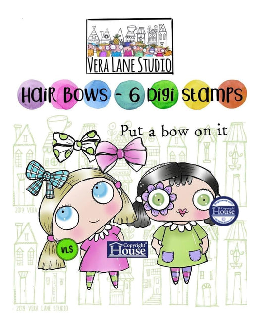 Hair bows. 6 Digi stamps