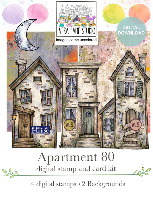 Apartment 80 - spooky houses digital stamps and card kit