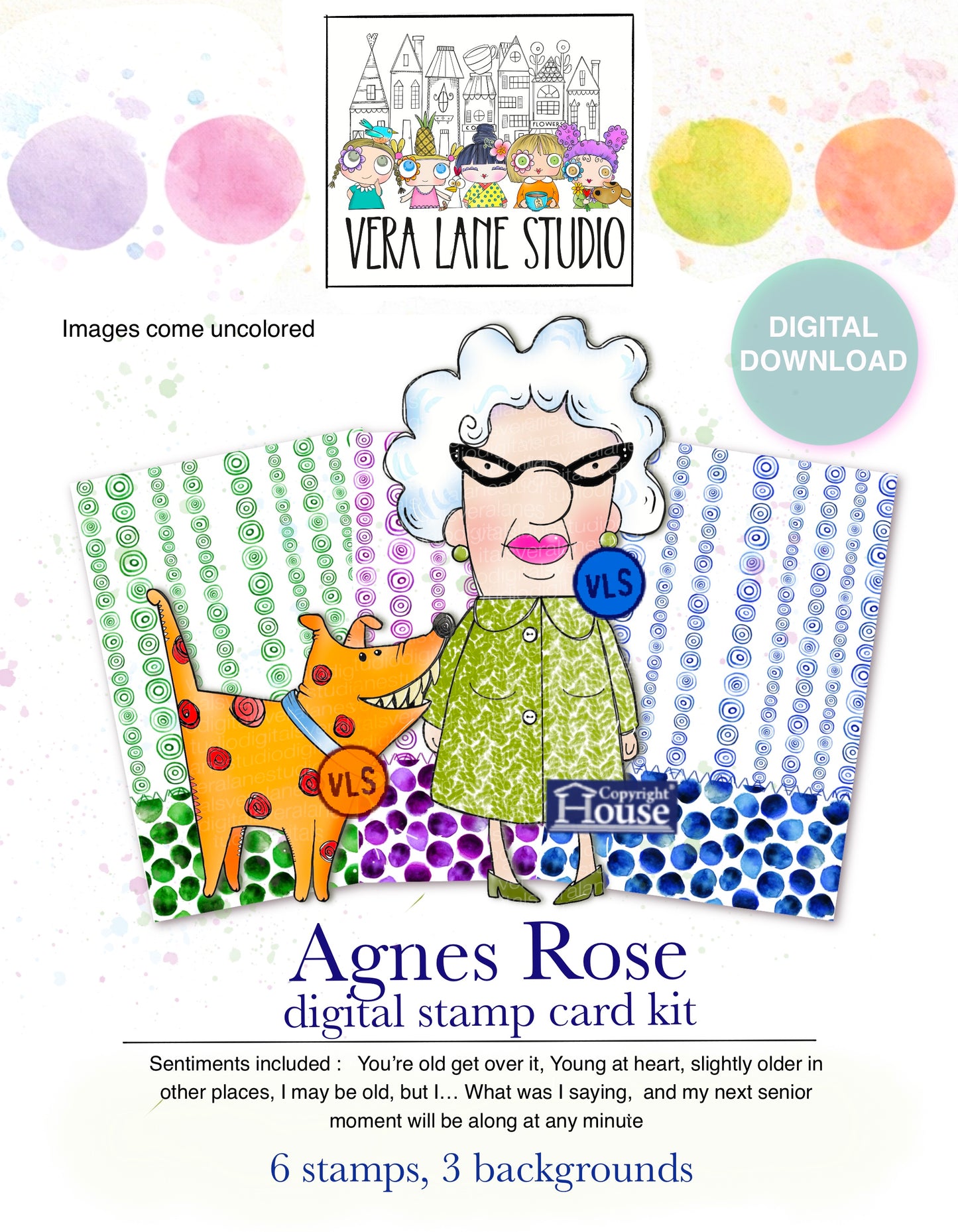 Agnes Rose Digital card and stamp kit