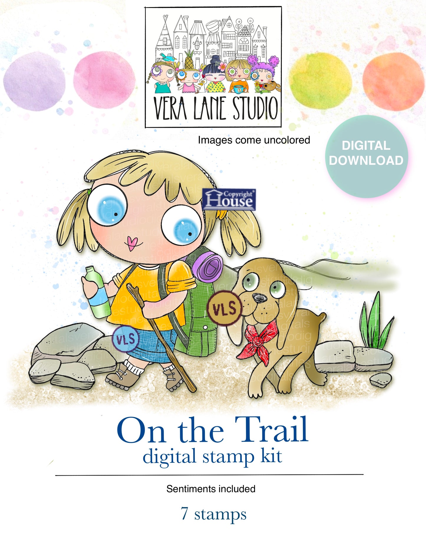 On the Trail - 9 digi stamp bundle in png and jpg files  instant download