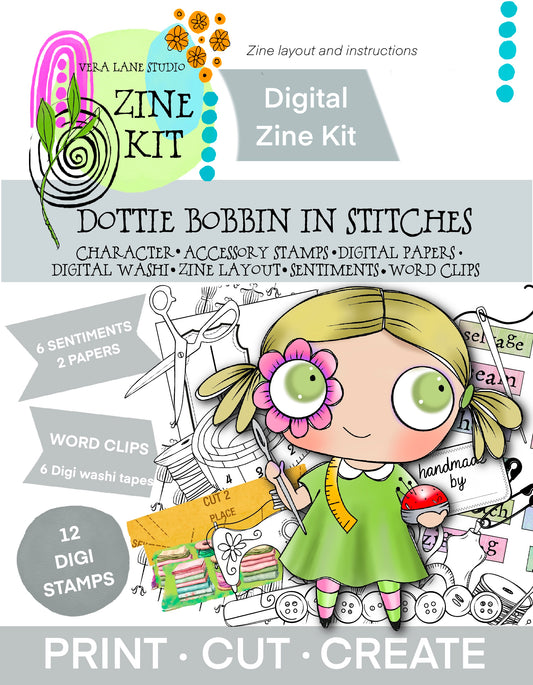 Dottie Bobbin in Stitches – Vera Lane Studio Zine Kit