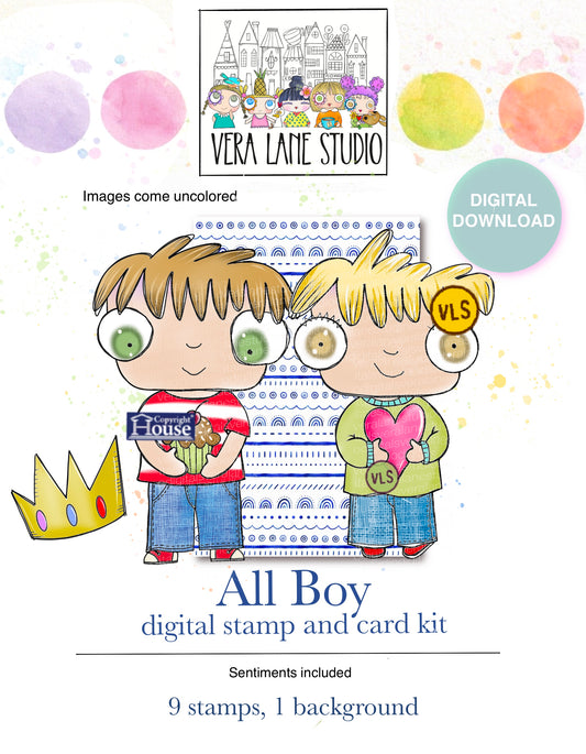 All Boy - 9 Digi stamps in jpg and png files