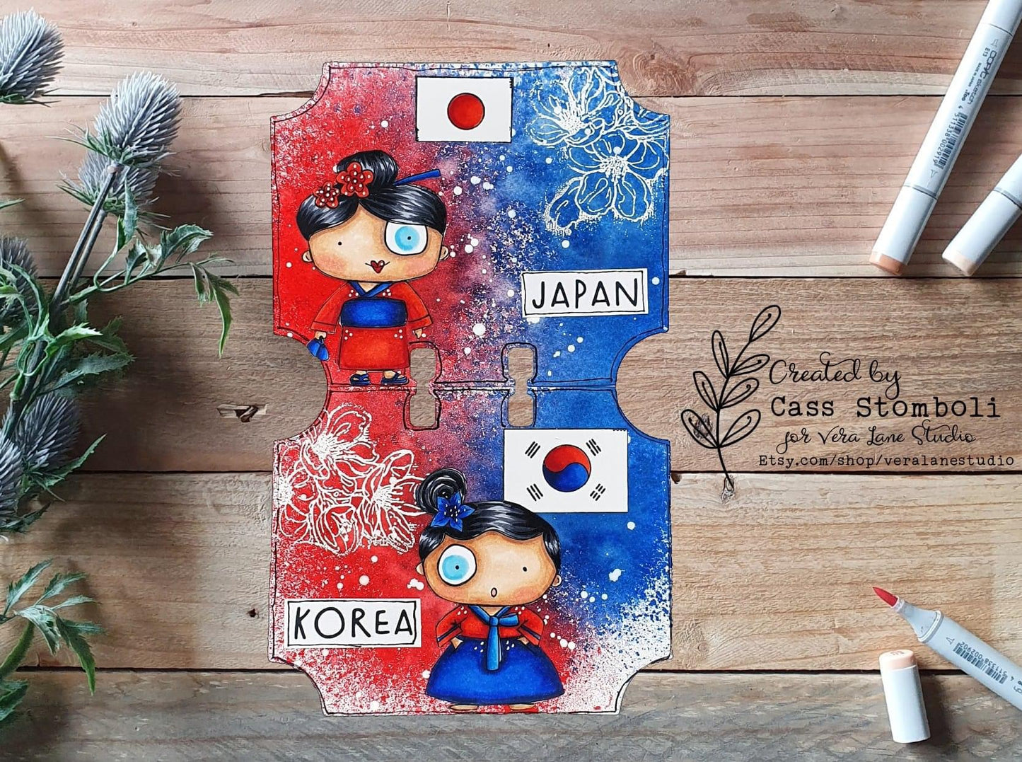 Japan and Korea -  6   Digi  Stamp set in JPG and PNG files