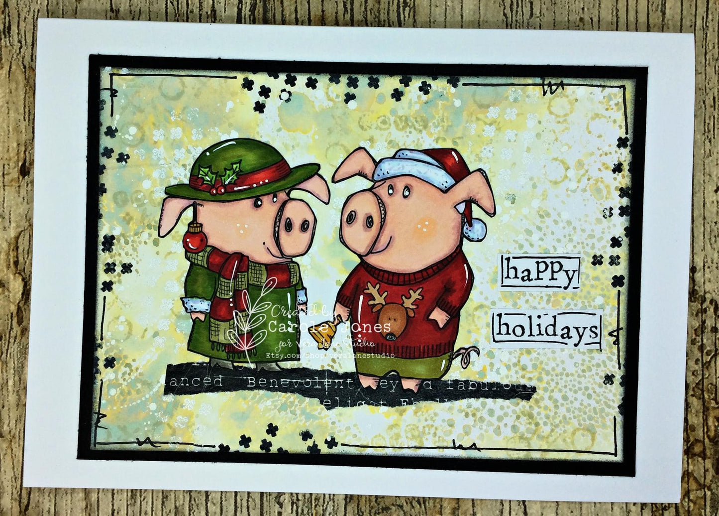 Happy Holiday Pigs - -7 digi stamp bundle