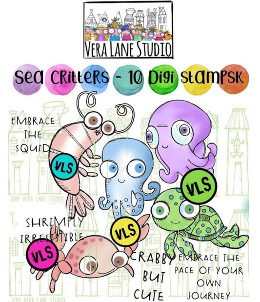 Sea Critters - 10 Digi stamps in jpg and png files