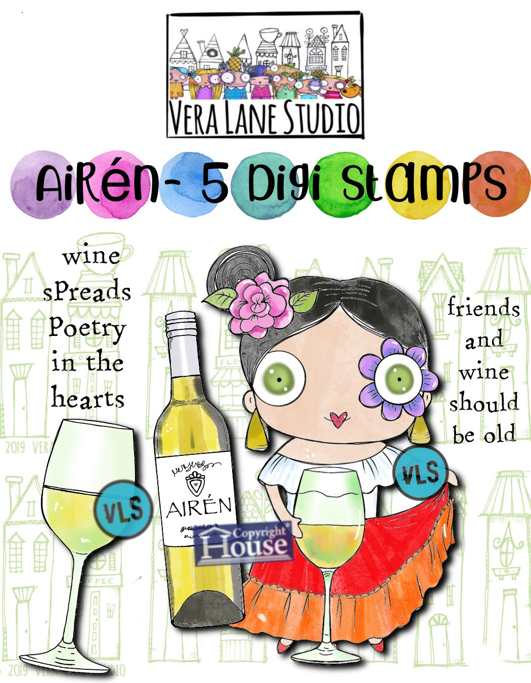 Airén - 5 digi stamp set in jpg and png files