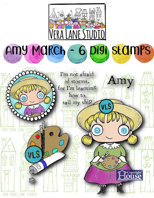 Amy March - 6 digi Stamp sent in JPG and PNG files