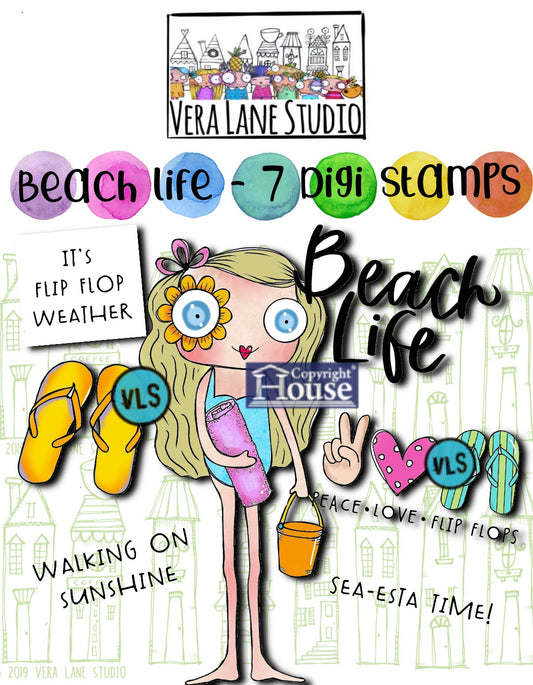Beach Life - 7 digi stamps in jpg and png files