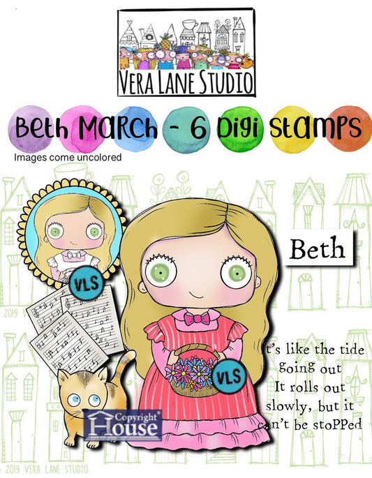 Beth March - 6 Digi stamp said in JPG and PNG files