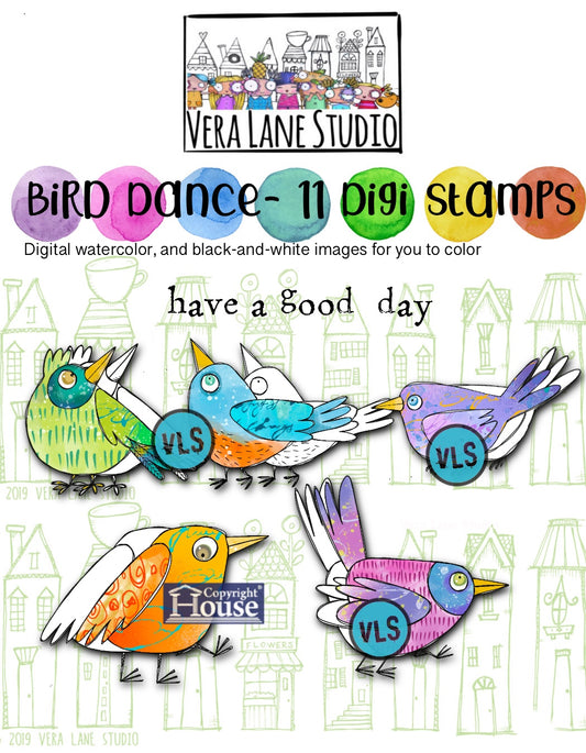 Bird Dance - 11 Digi stamps in jpg and png files