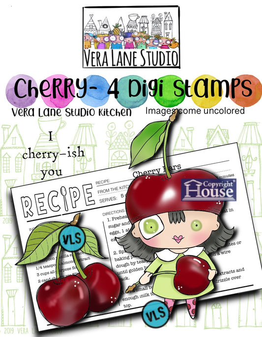 Cherry - 4 Digi stamps set in png and jpg files