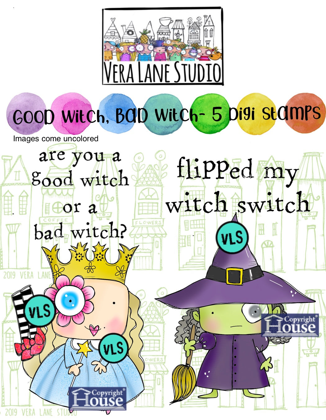 Good Witch, Bad Witch - 6 digi tamp set in jog and png files