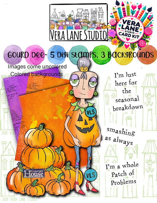 Gourd Dee - 5 digit stamps, 3 backgrounds Card Kit