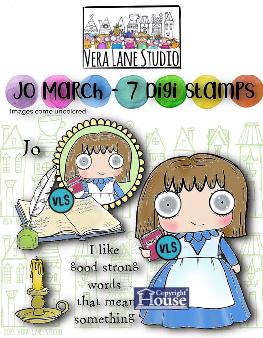 Jo March - 7 Digi stamp set in PNG and JPG files