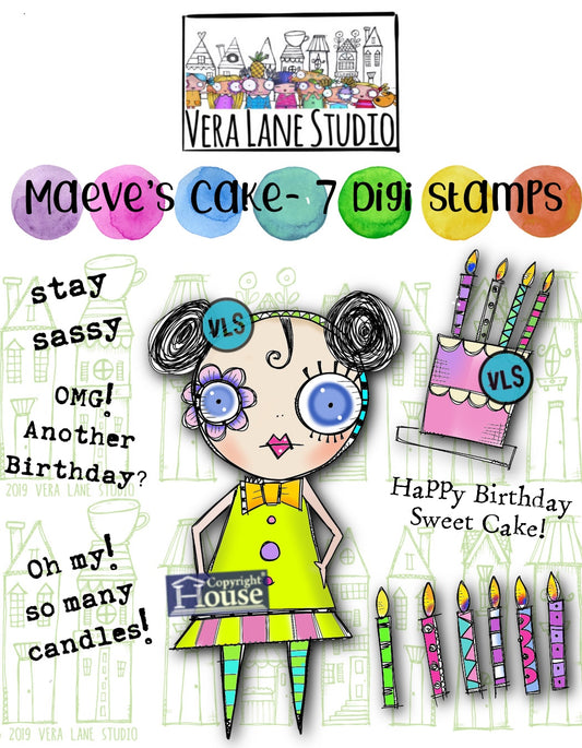 Maeve’s Cake - 7 Digi stamps in jpg and png files