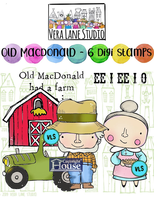 Old MacDonald - 6 Digi stamps in jpg and PNG files