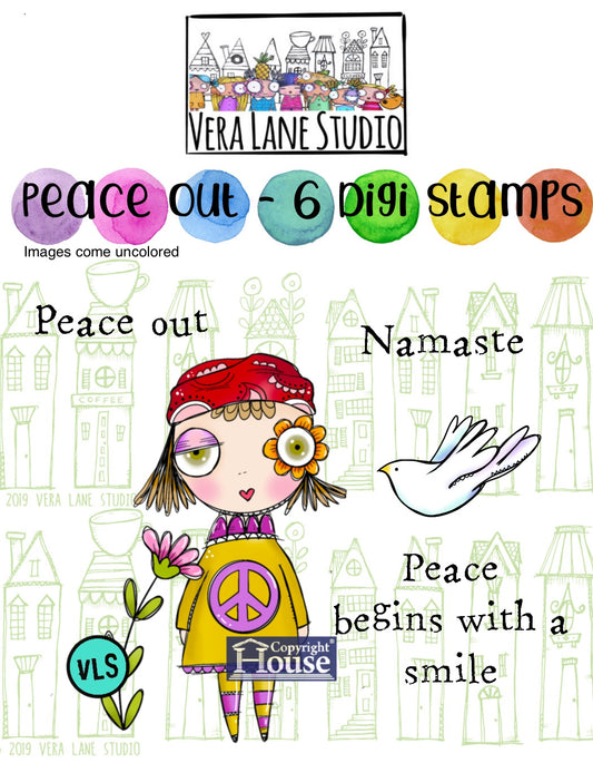 Peace Out - 6 Digi stamps in jpg and png files