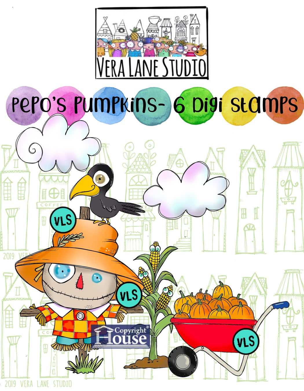 Pepo’s Pumpkins - 6 Digi stamps in jpg and png files