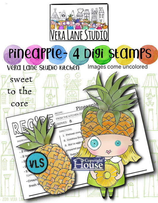 Pineapple - 4 Digi stamps in jpg and png files