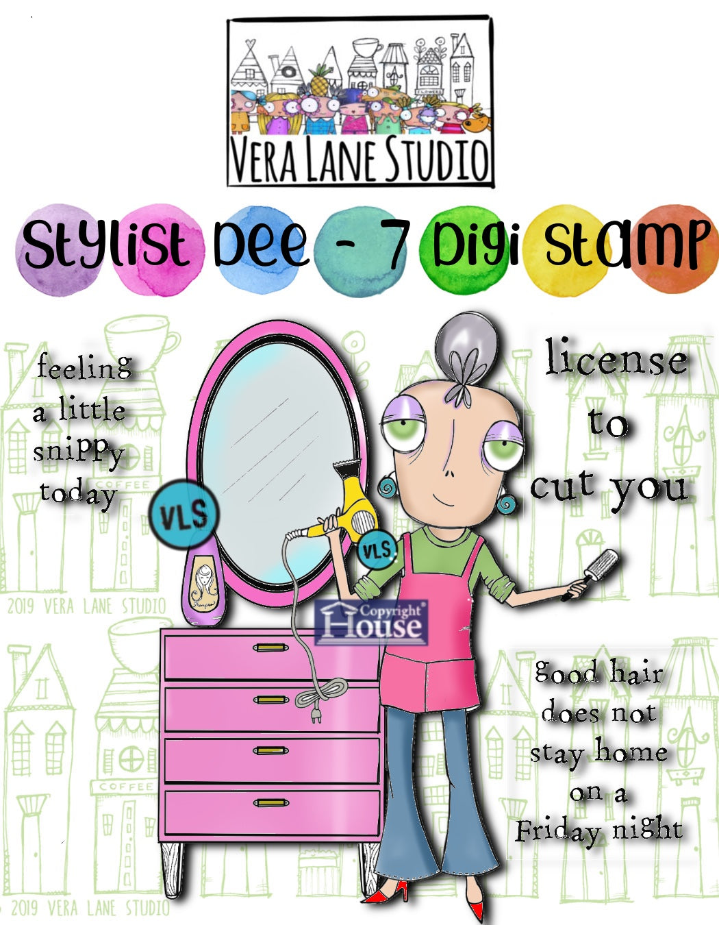 Stylist Dee - 7 digi stamp set in JPG and PNG files