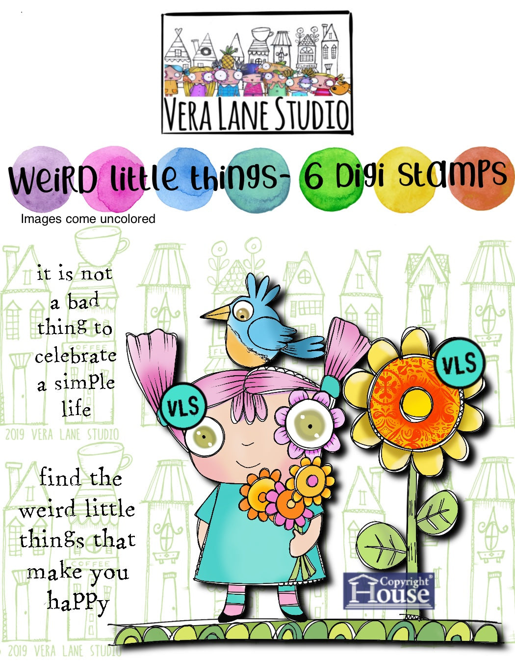 Weird Little Things - 6 Digi stamps in jpg and png files