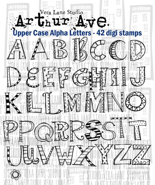 Alphabet letters - upper case - 42 digi stamps in png files