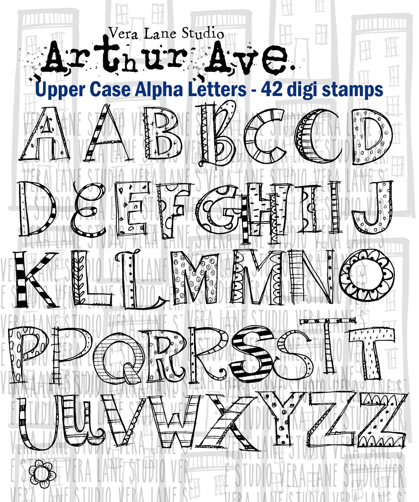 Alphabet letters - upper case - 42 digi stamps in png files