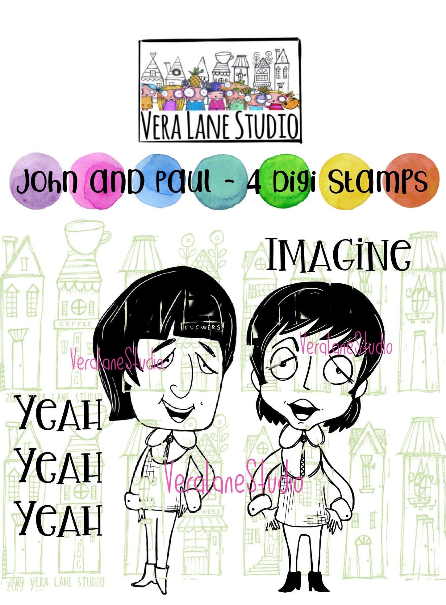 John and Paul - the Beatles - 4 digi stamp set