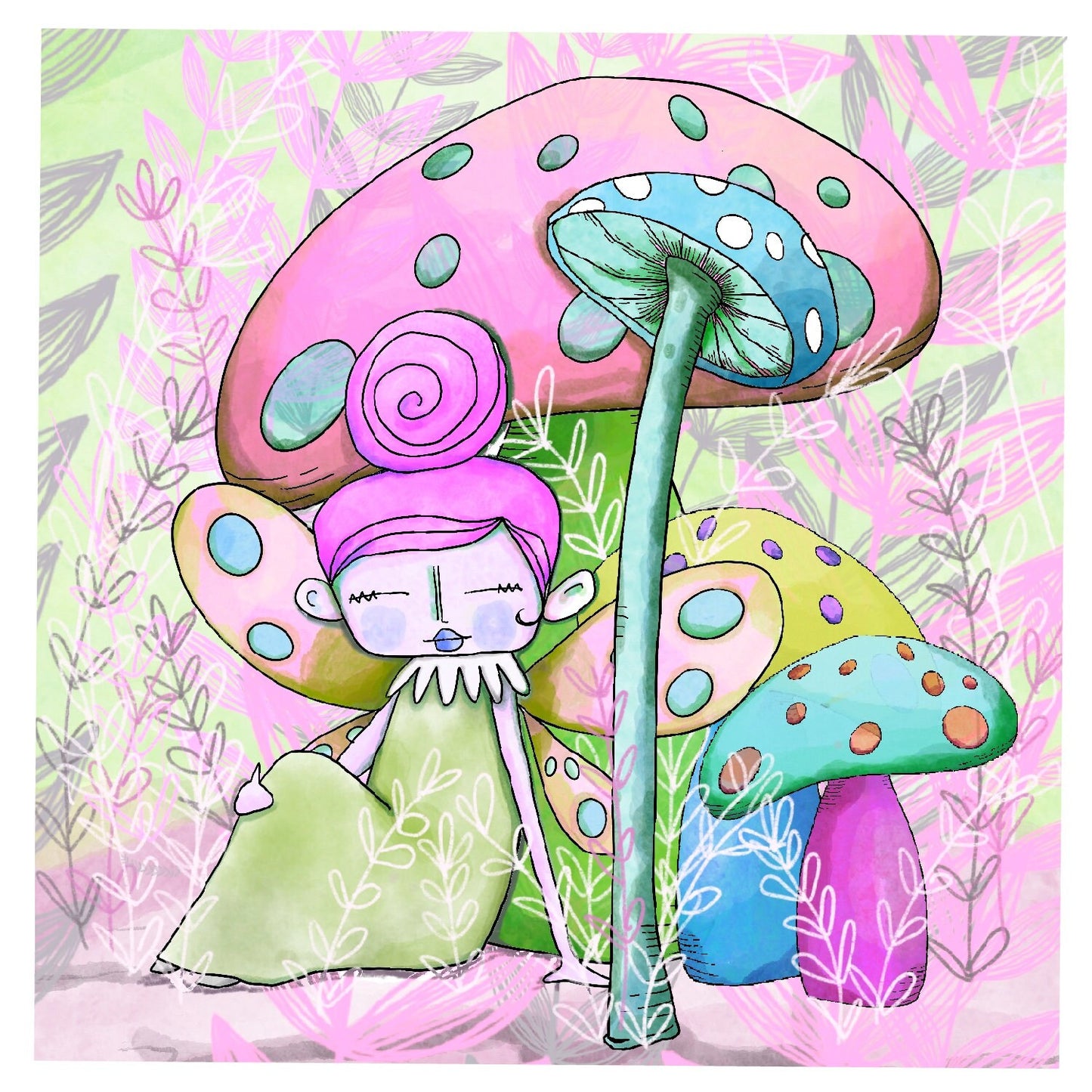 Fairy Mushrooms - 6 digi stamps in PNG and JPG files