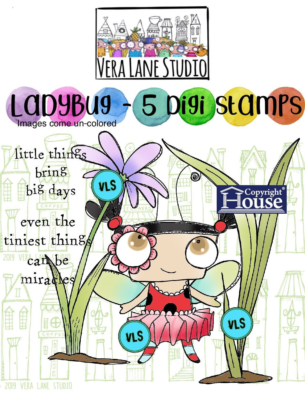 Ladybug - 5 Digi stamp bundle