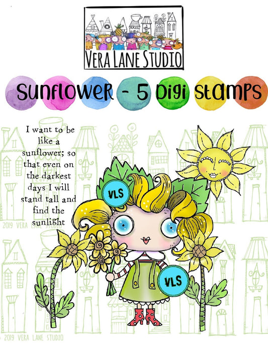 Sunflower - 5 digi stamp bundle