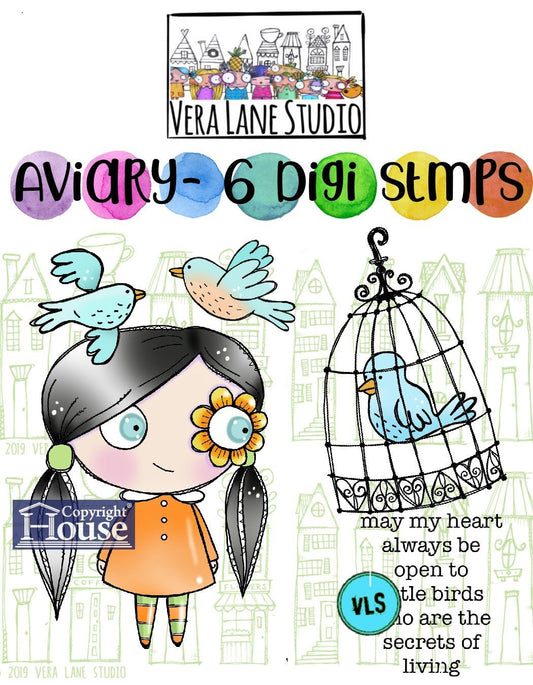 Aviary - 6 digi stamp bundle in jpg and png bundle