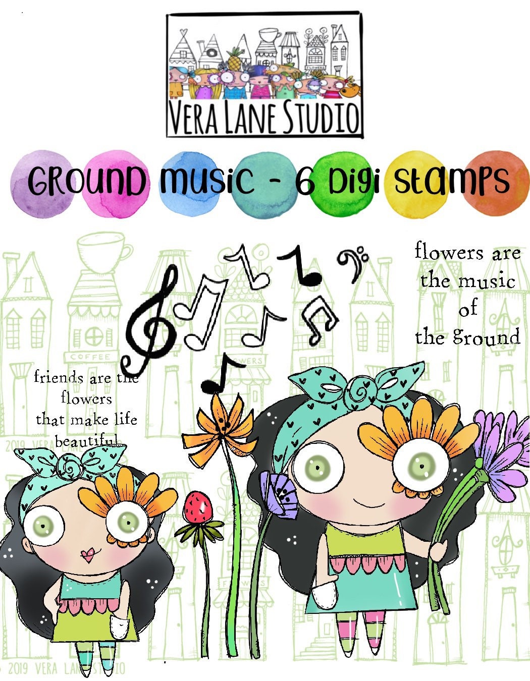 Ground Music - 6 digi stamps in jpg and png files